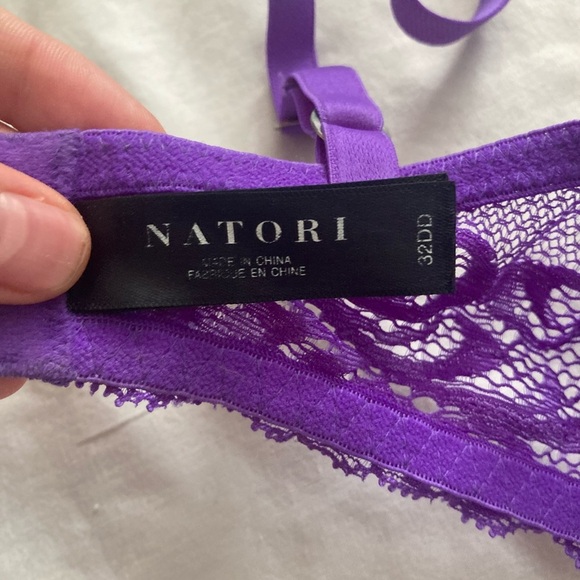 Natori Vibrant Purple Mesh Bra With Lace Trim Size 34 DD - Picture 3 of 4